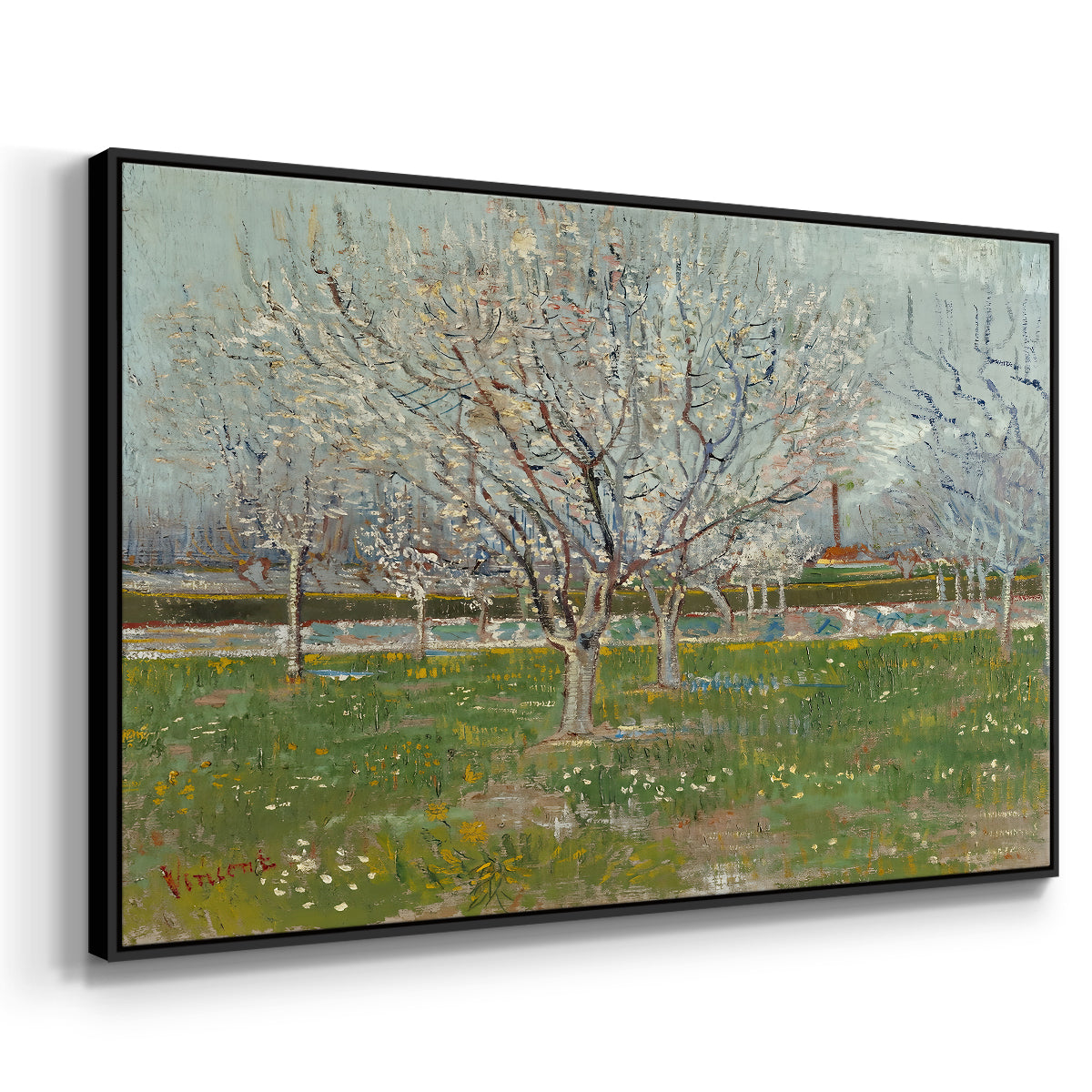 Orchard in Blossom (Plum Trees), 1888 - Floater Framed Canvas Print