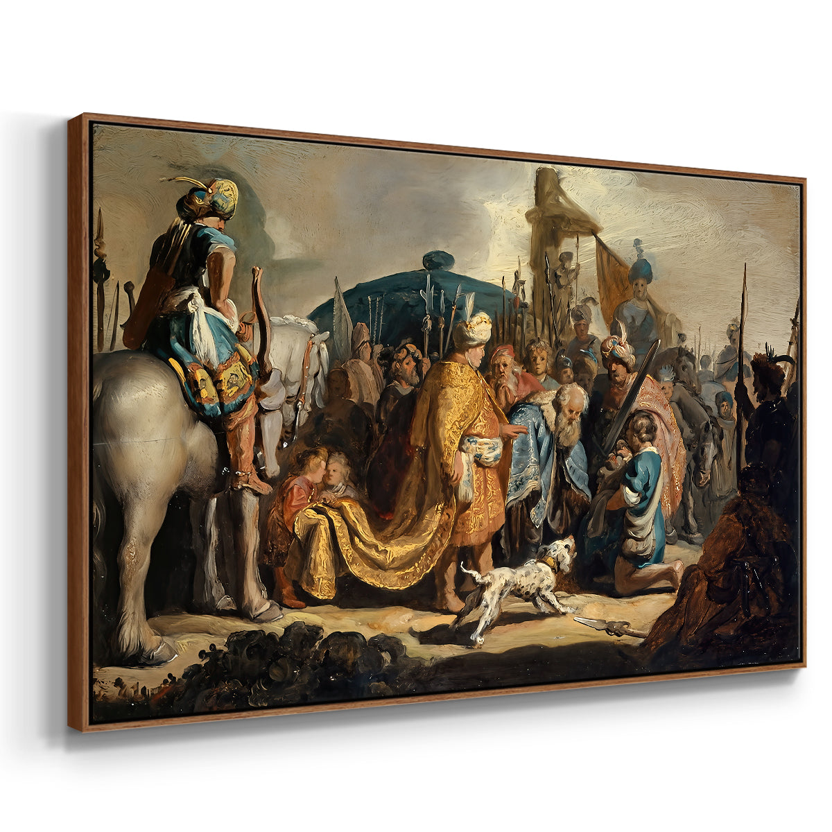 David with Goliath's Head in front of Saul, for Rembrandt, 1627 - Floater Framed Canvas Print