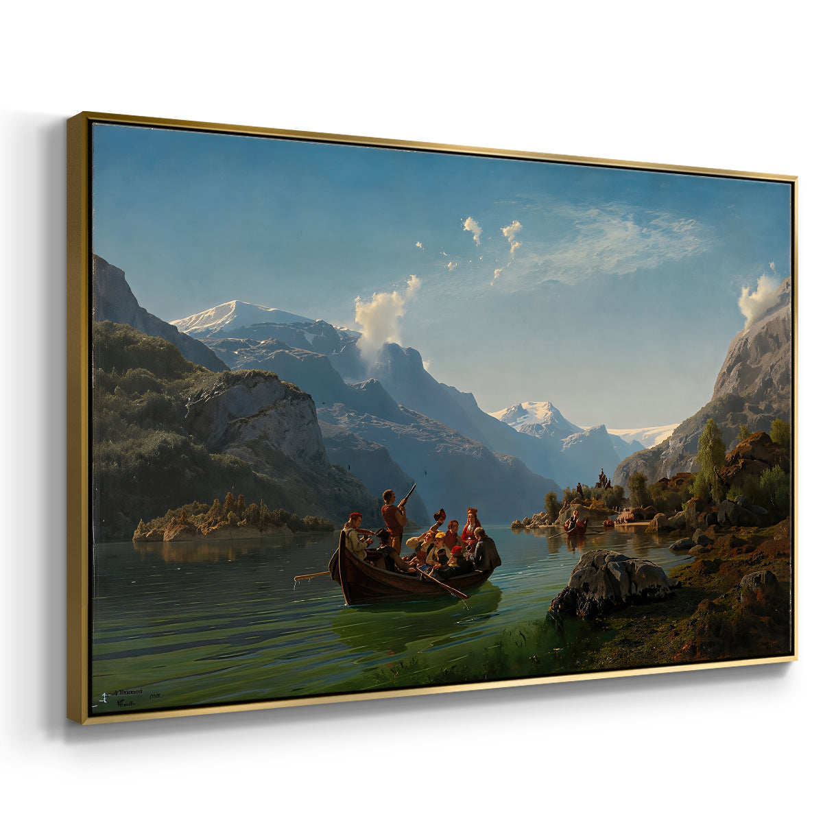 Bridal Procession on the Hardangerfjord, 1848 - Floater Framed Canvas Print