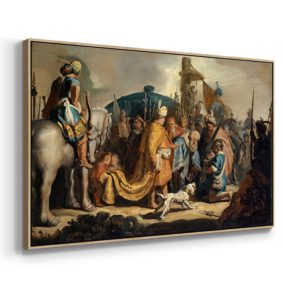 David with Goliath's Head in front of Saul, for Rembrandt, 1627 - Floater Framed Canvas Print