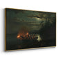 Spear Fishing on Lake Krøderen, 1851 - Floater Framed Canvas Print