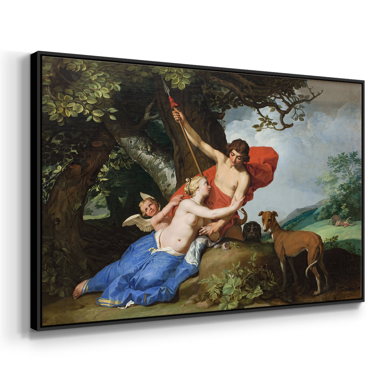 Venus and Adonis, 1632 - Floater Framed Canvas Print