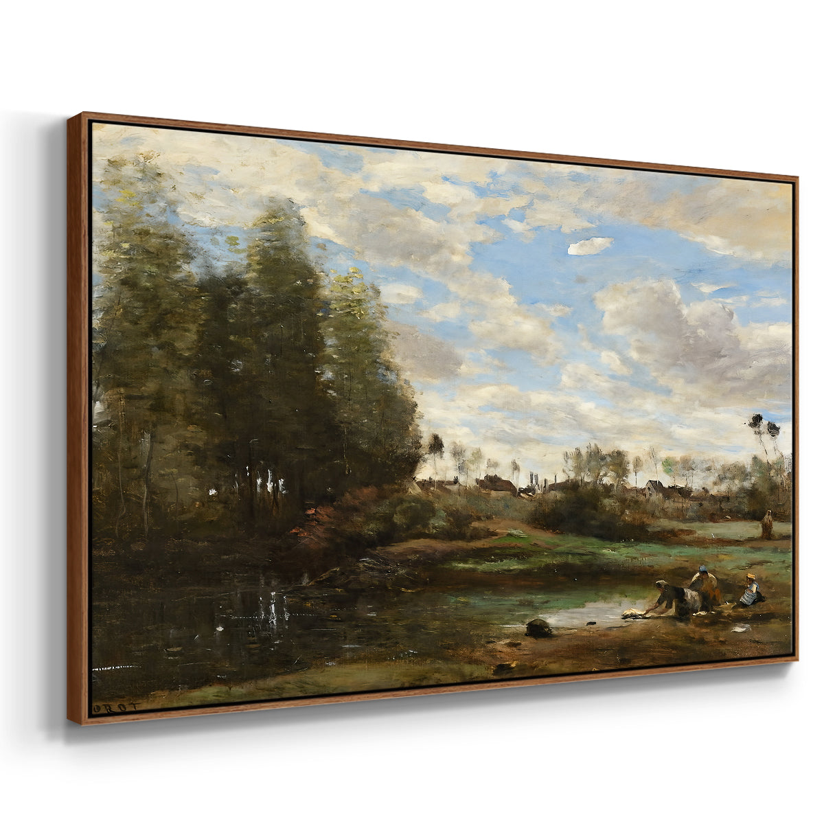 Washerwomen at the Water's Edge, c. 1860-1870 - Floater Framed Canvas Print