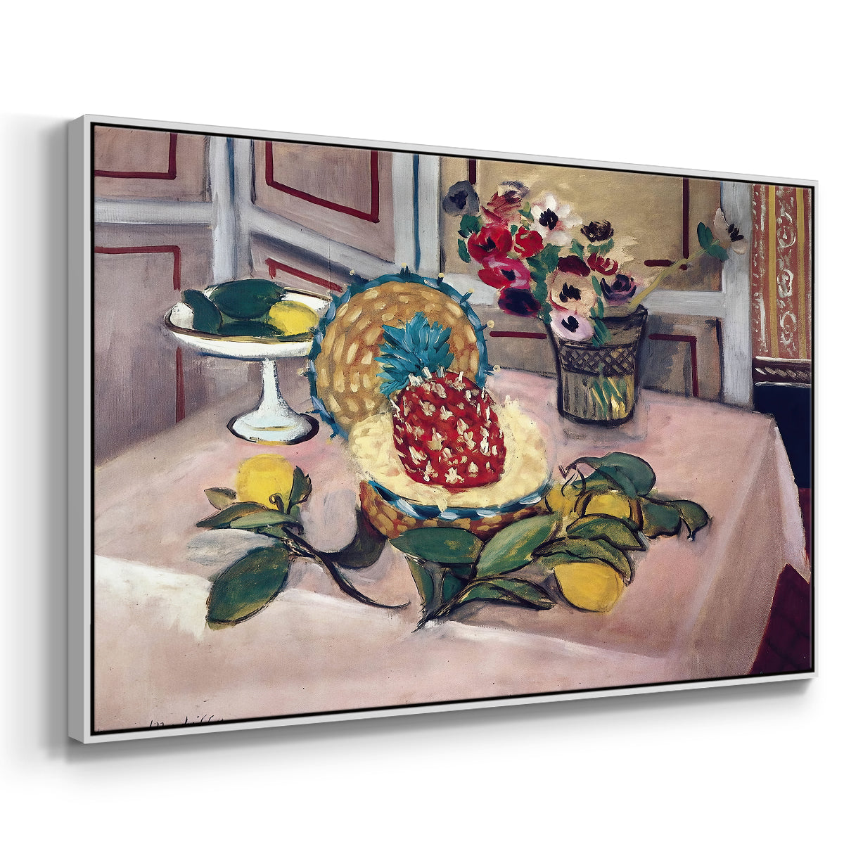 Still Life with Pineapple and Lemons, 1925 - Floater Framed Canvas Print