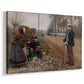 Canvas art print featuring a countryside scene with figures standing beside path, displayed at an angle