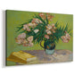 Canvas art print featuring an expressive floral composition with objects arranged on table, displayed at an angle