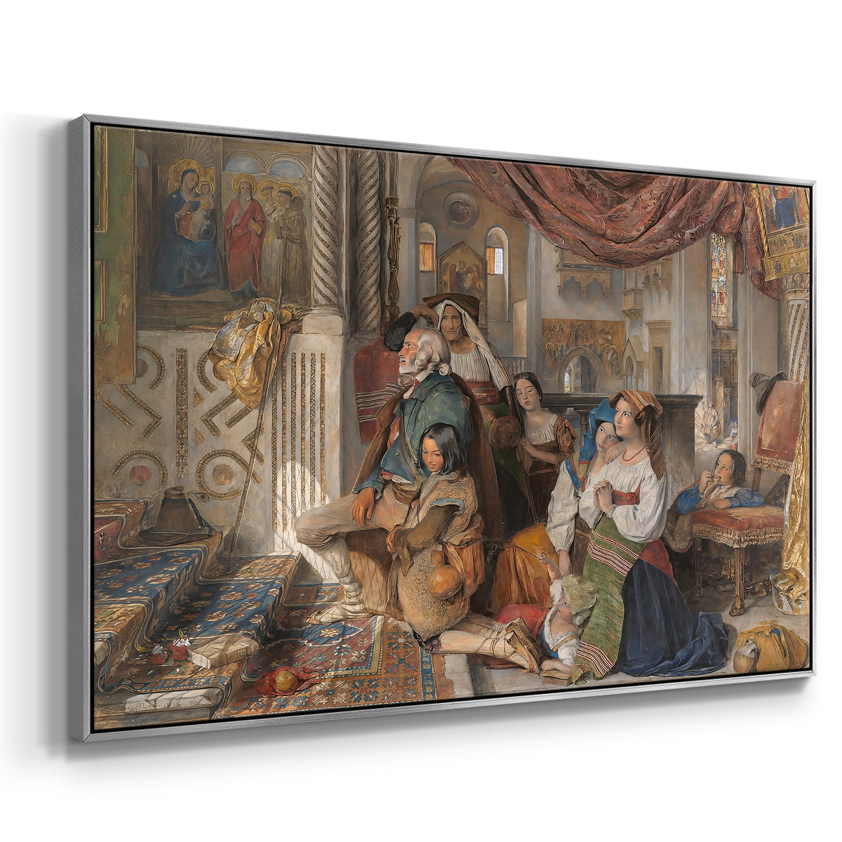 Roman Pilgrims, 1854 - Floater Framed Canvas Print