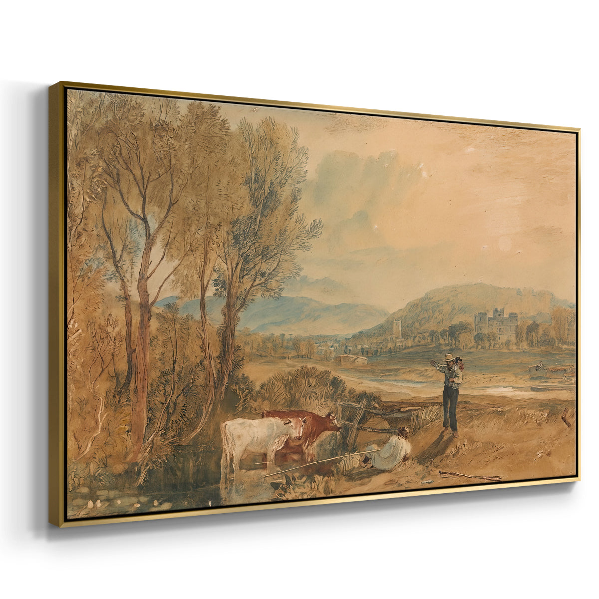 Lulworth Castle, Dorset, c. 1820 - Floater Framed Canvas Print