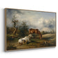 Two Horses on the Pasture, c. 1825 - Floater Framed Canvas Print