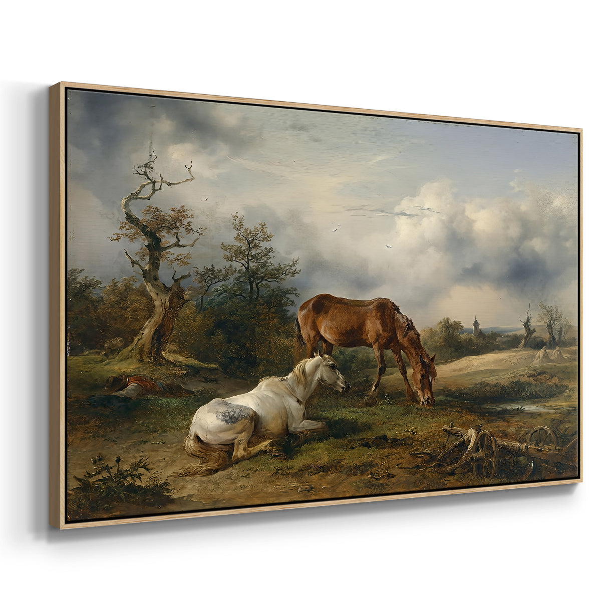 Two Horses on the Pasture, c. 1825 - Floater Framed Canvas Print