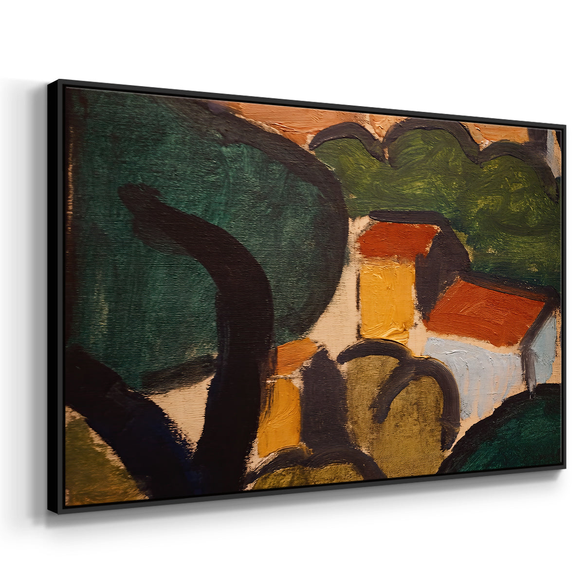 Landscape with Trees and Houses, c. 1905 - Floater Framed Canvas Print