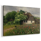 Canvas art print featuring a rural home set within blooming countryside landscape, displayed at an angle