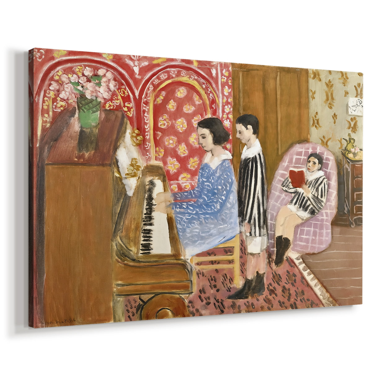 Canvas art print featuring a Fauvist domestic composition centered on music, displayed at an angle