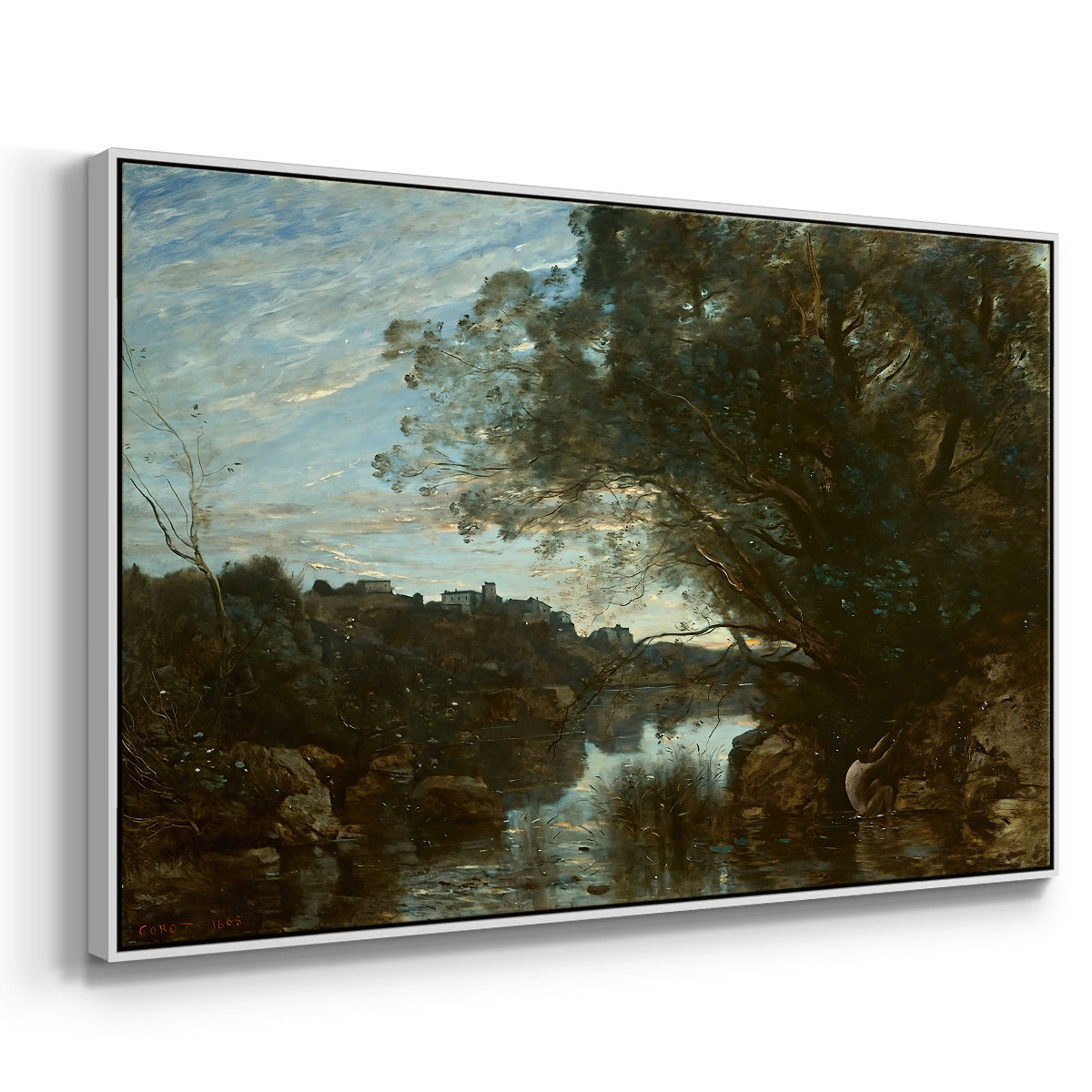 Souvenir of the Environs of Lake Nemi, 1865 - Floater Framed Canvas Print