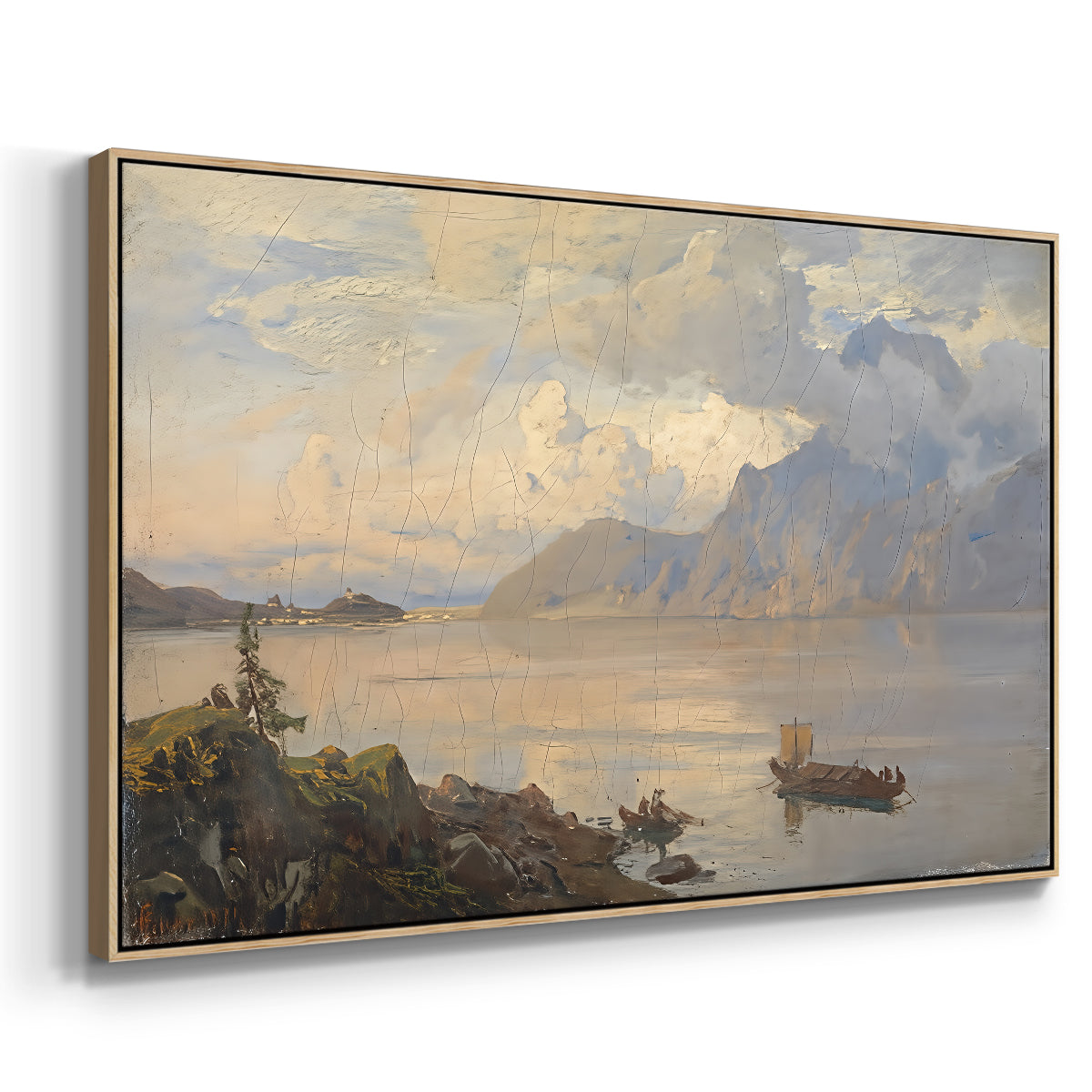 Traunsee, 1871 - Floater Framed Canvas Print