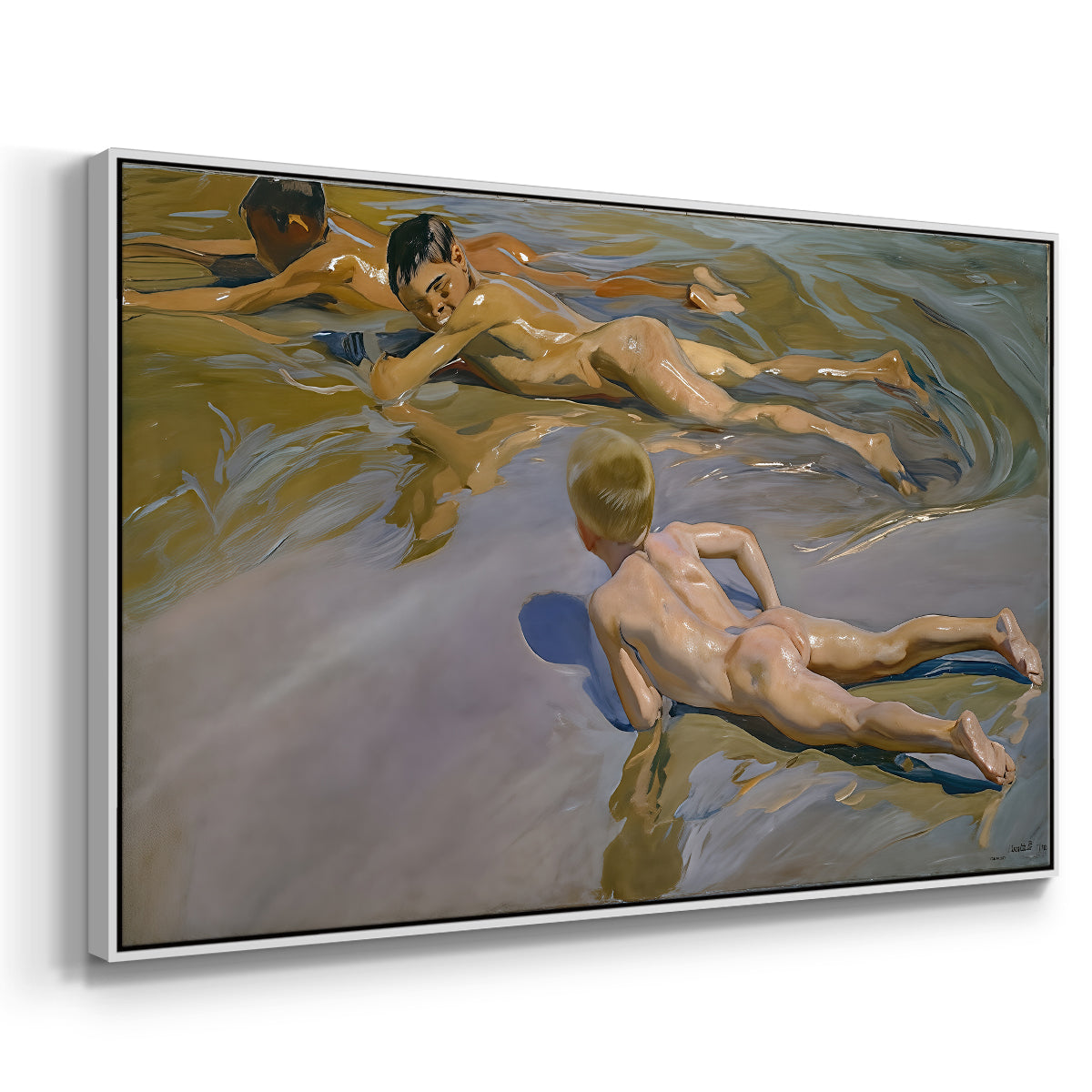 Boys on the Beach, 1910 - Floater Framed Canvas Print
