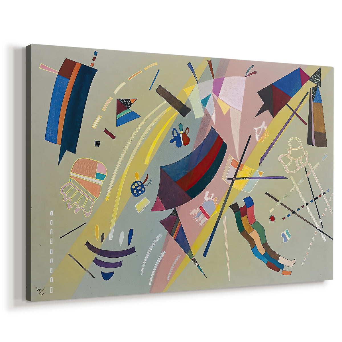 Canvas art print featuring a modernist design emphasizing structure and spatial balance, displayed at an angle