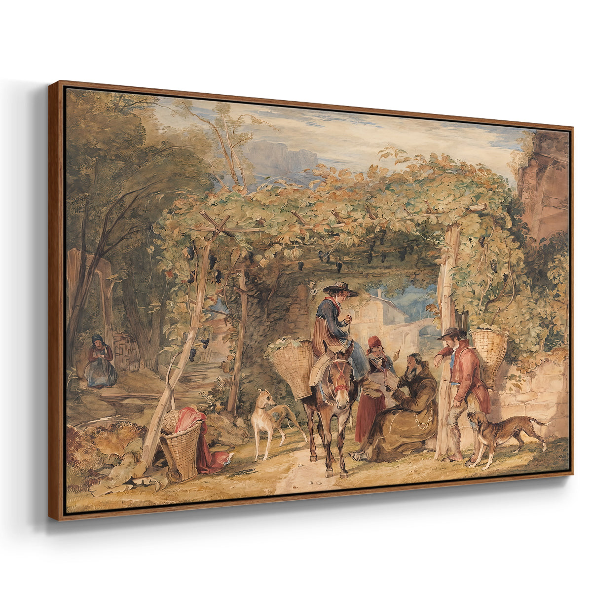 Figures and Animals in a Vineyard, c. 1829 - Floater Framed Canvas Print