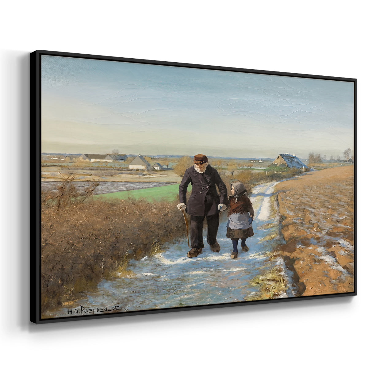 The Old Man and the Child, 1888 - Floater Framed Canvas Print