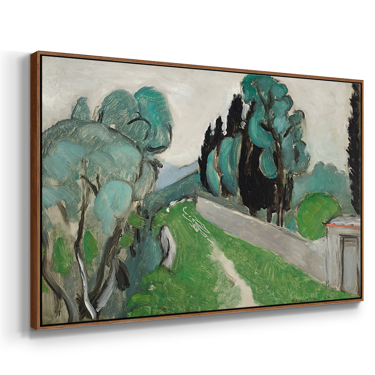 Landscape with Cypresses and Olive Trees near Nice, c. 1918 - Floater Framed Canvas Print