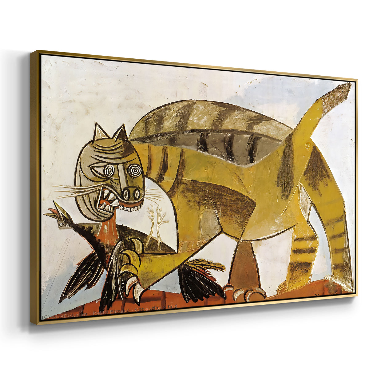 Cat Eating a Bird, 1939 - Floater Framed Canvas Print