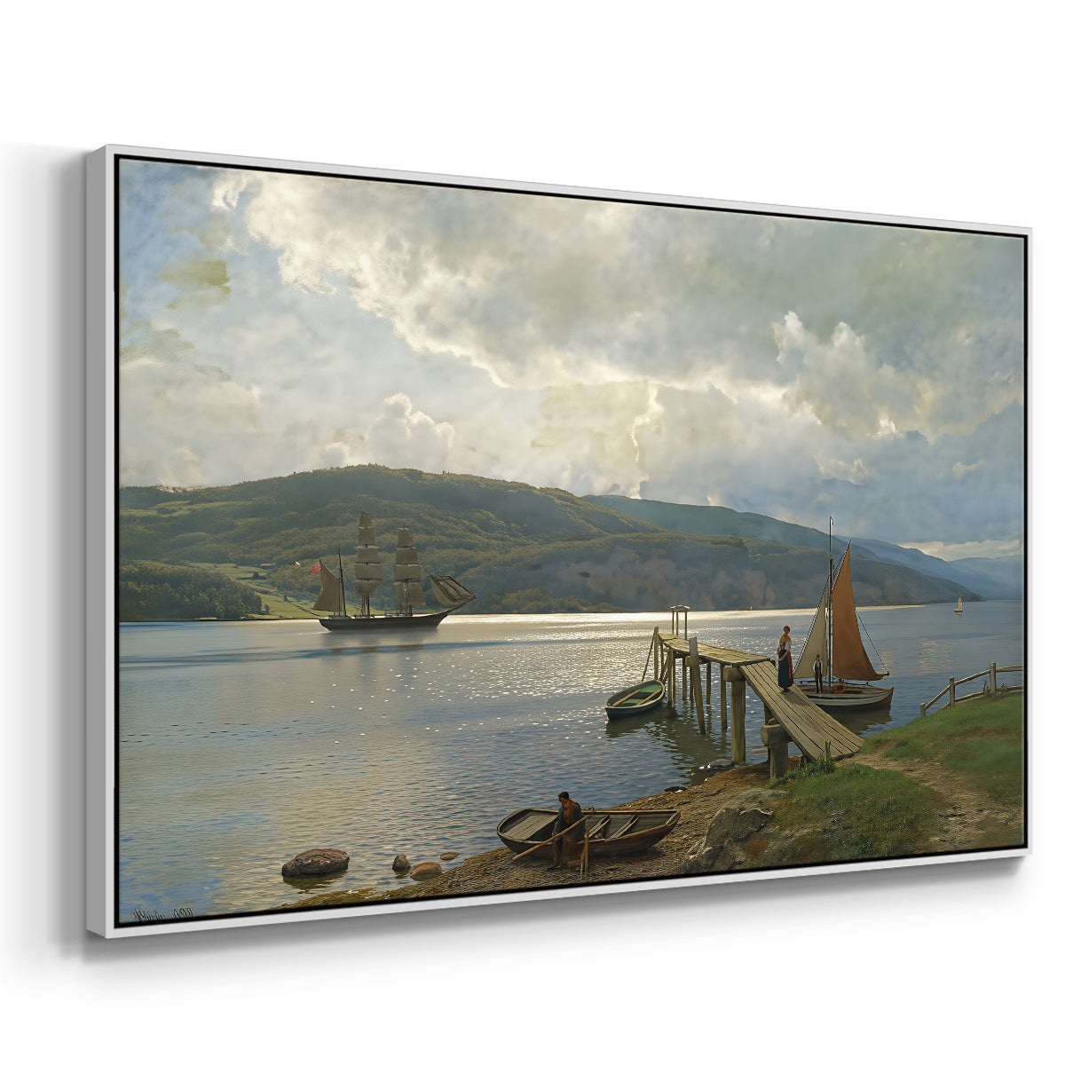The Jetty at Feste near Moss, 1898 - Floater Framed Canvas Print