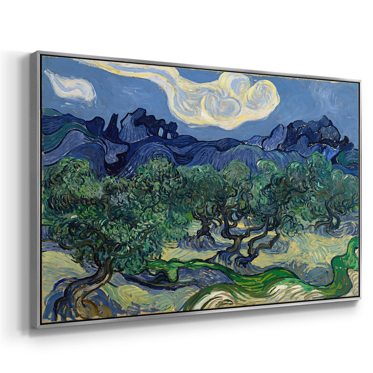 Olive Trees with the Alpilles in the Background, 1889 - Floater Framed Canvas Print