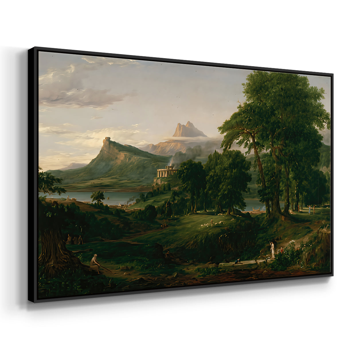 The Course of Empire: The Arcadian or Pastoral State, 1834 - Floater Framed Canvas Print