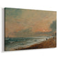 Canvas art print featuring a seaside scene with water meeting sandy shore, displayed at an angle