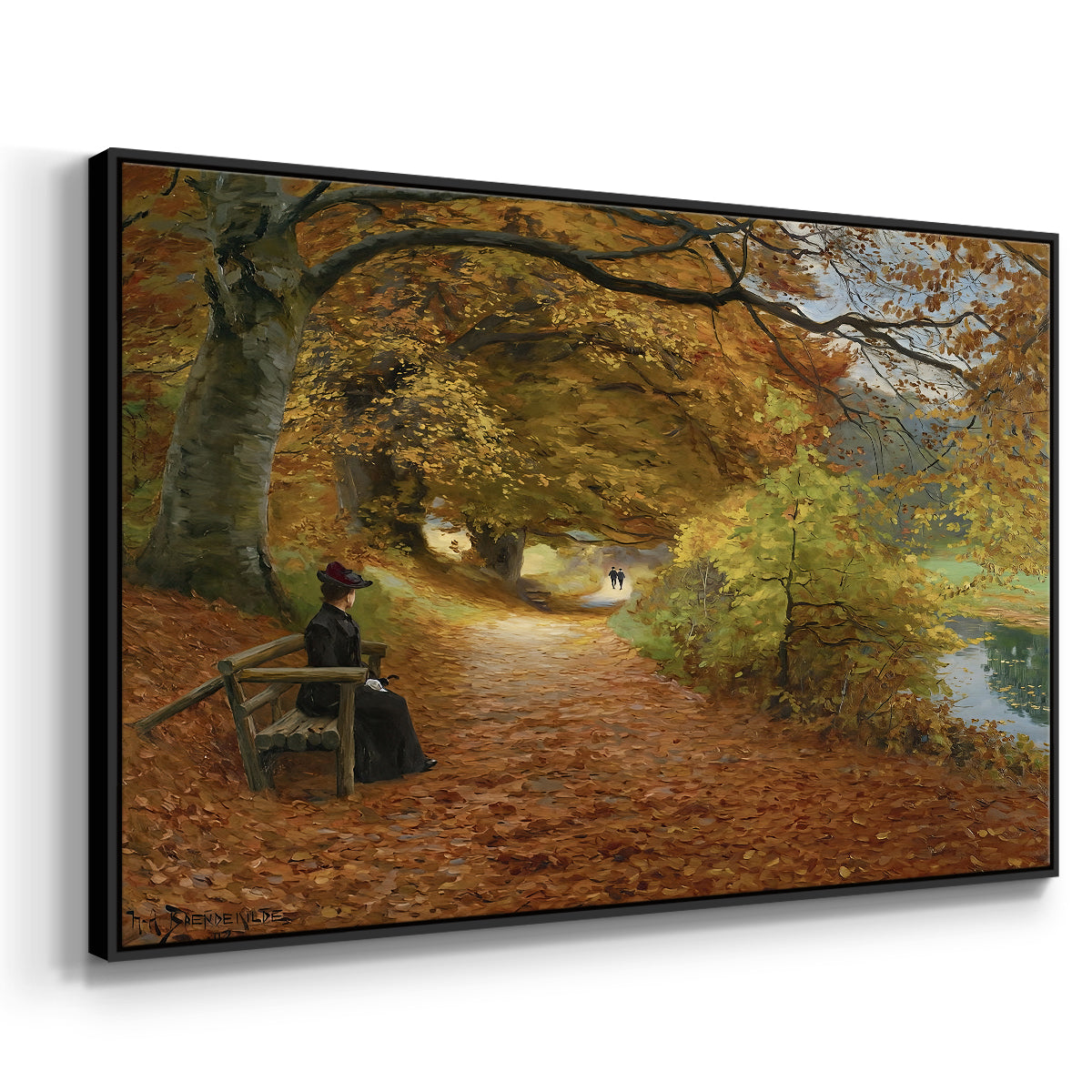 A Wooded Path in Autumn, 1902 - Floater Framed Canvas Print