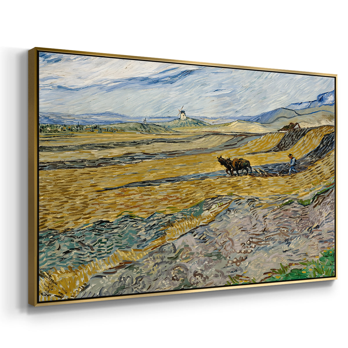 Enclosed Field with Ploughman, 1889 - Floater Framed Canvas Print