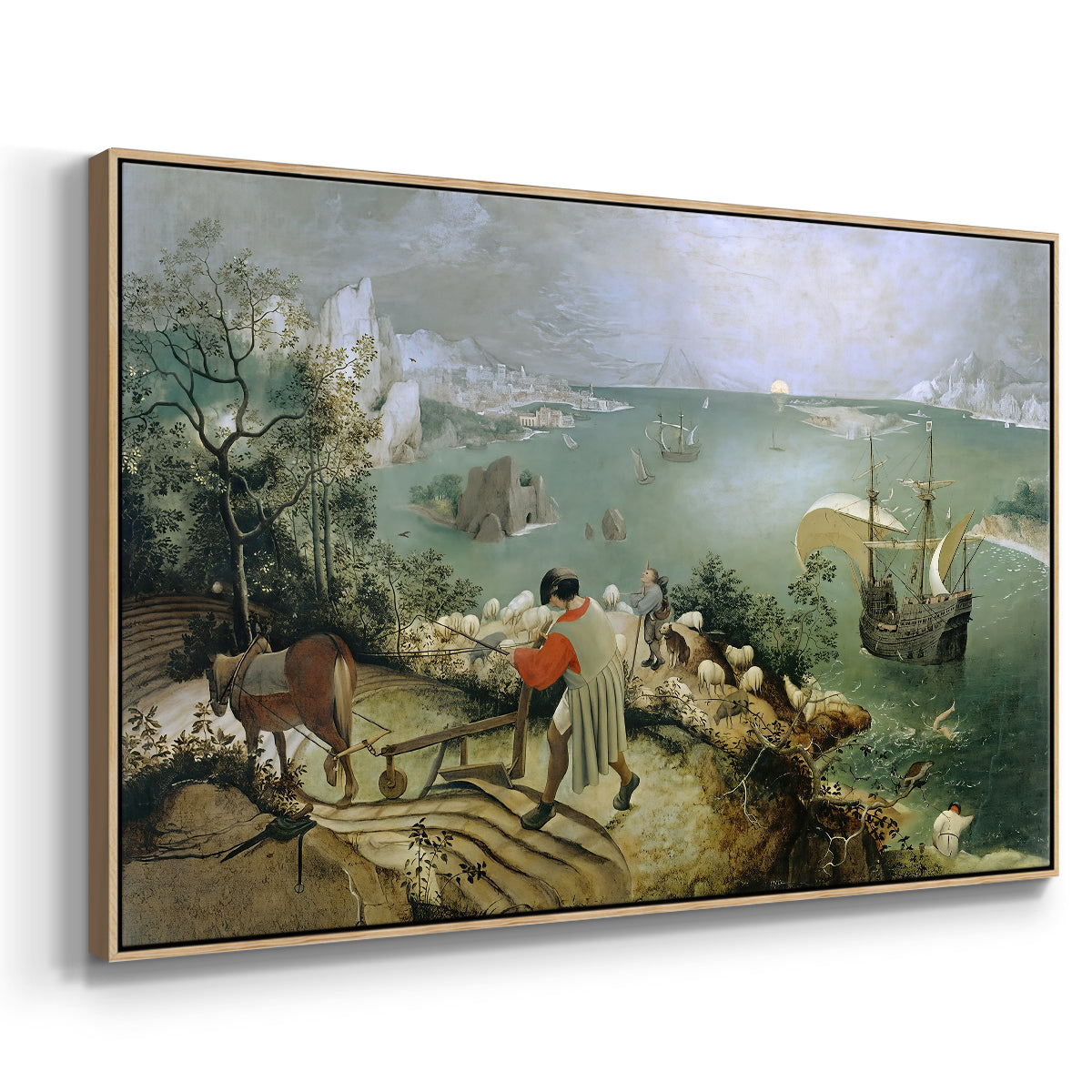 Landscape with the Fall of Icarus, c. 1560 - Floater Framed Canvas Print