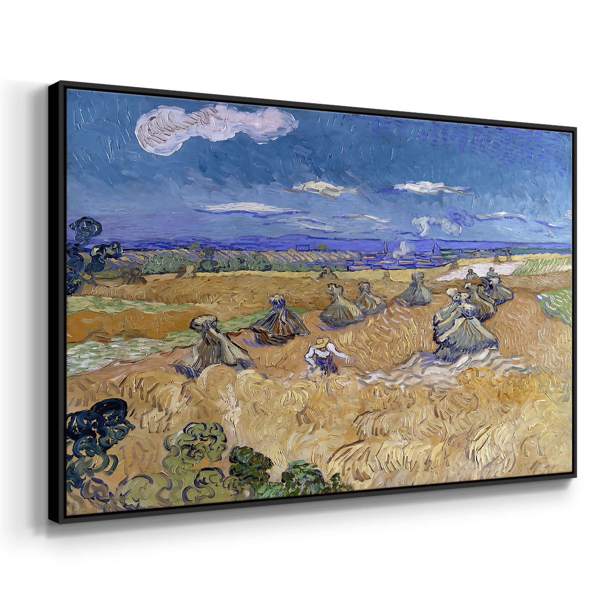 Wheat Field with Reaper, Auvers, 1888 - Floater Framed Canvas Print