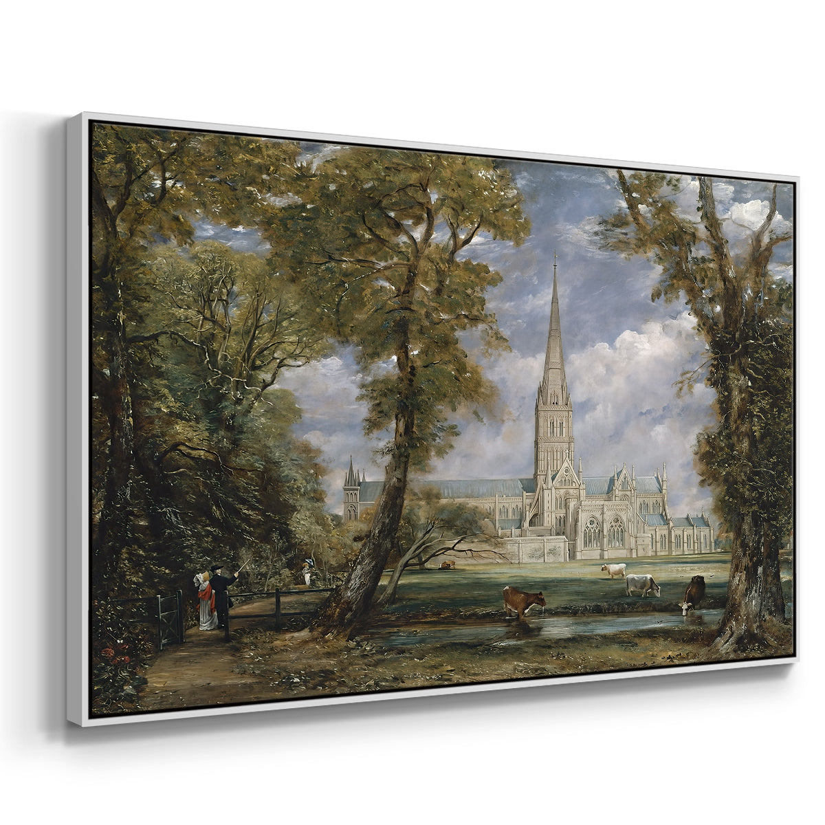 Salisbury Cathedral from the Bishop's Grounds, c. 1825 - Floater Framed Canvas Print