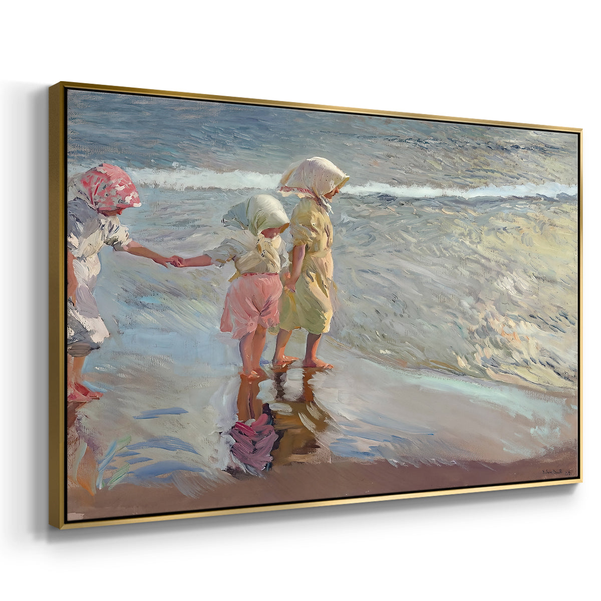 The Three Sisters on the Beach, 1908 - Floater Framed Canvas Print
