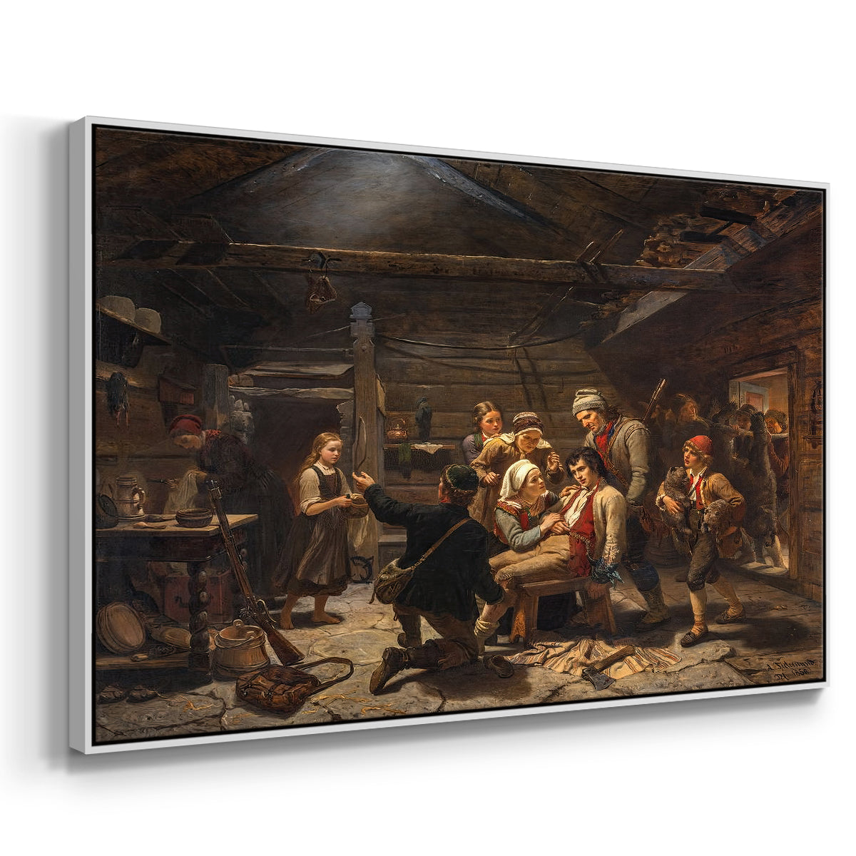 The Return of the Bear Hunter, 1856 - Floater Framed Canvas Print