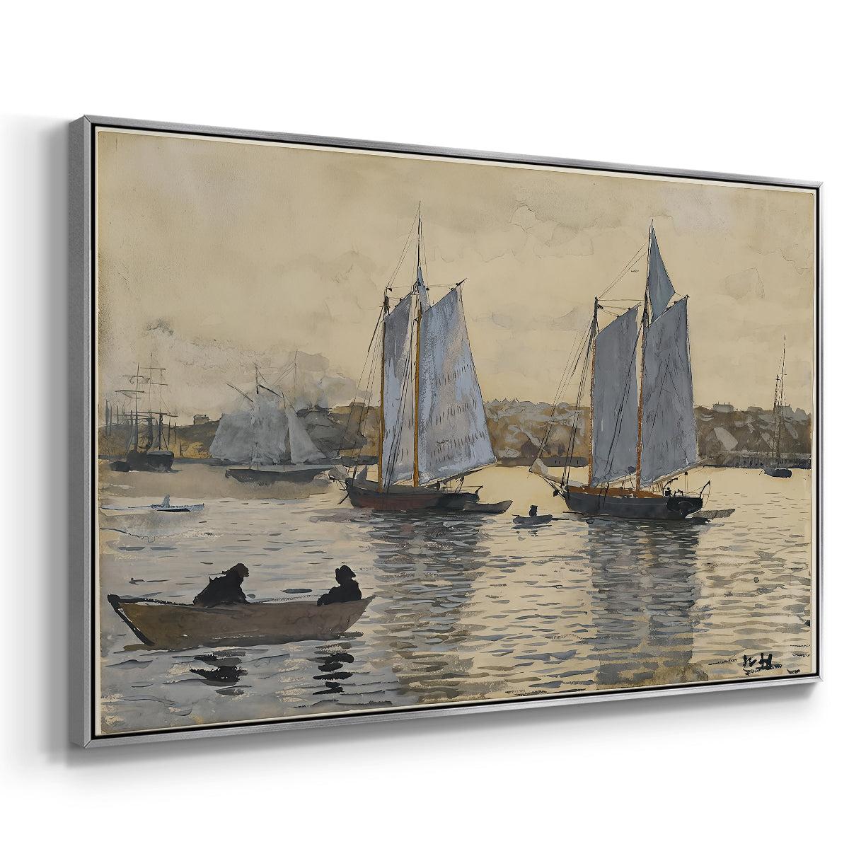 Two Schooners, Gloucester, c. 1880 - Floater Framed Canvas Print