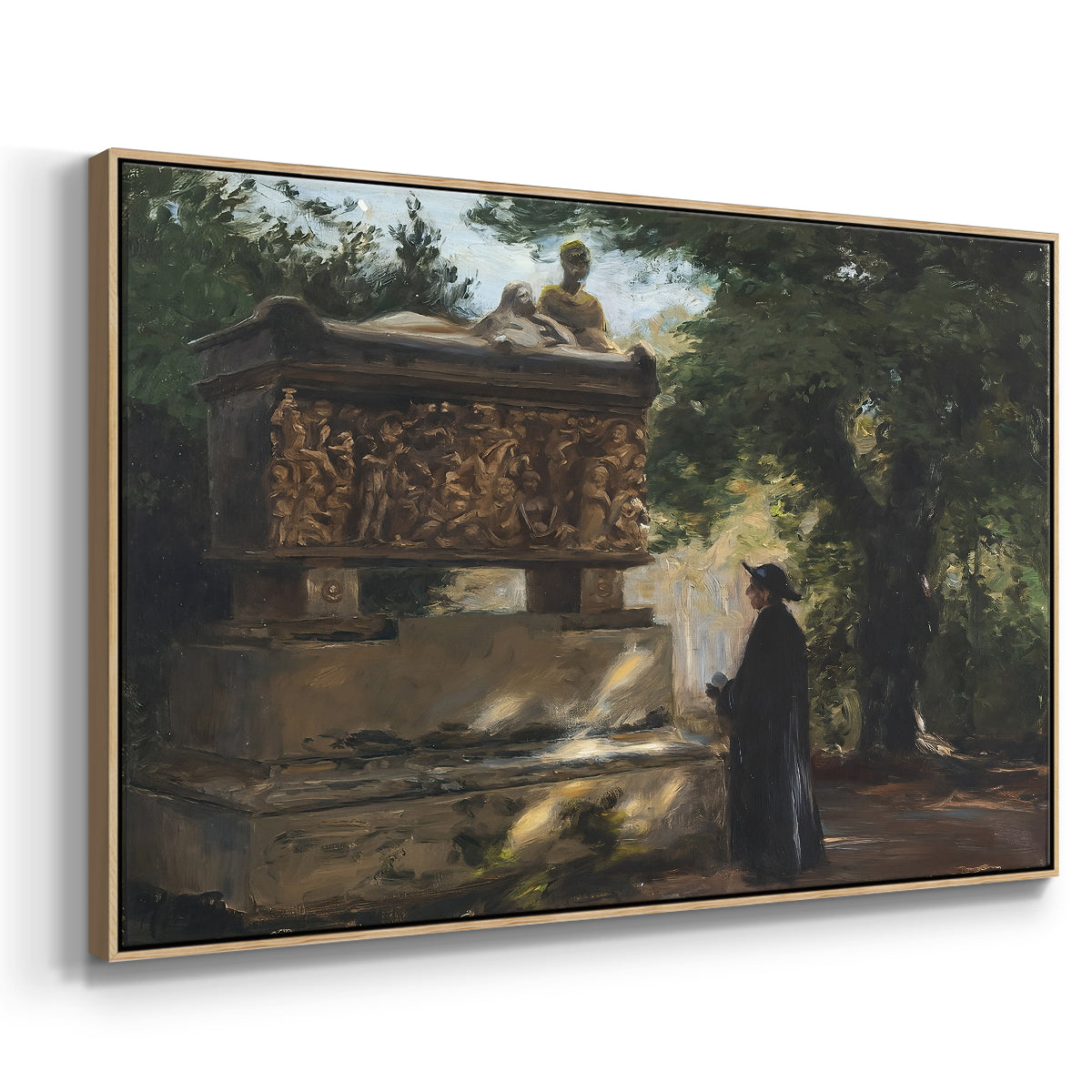 A Catholic Priest in Front of a Sarcophagus, c. 1857 - Floater Framed Canvas Print