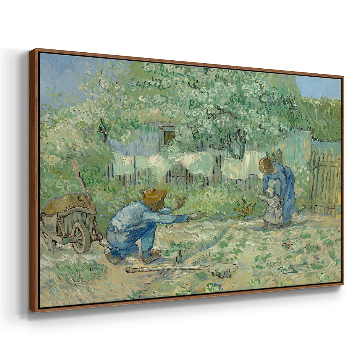 First Steps after Millet, 1890 - Floater Framed Canvas Print