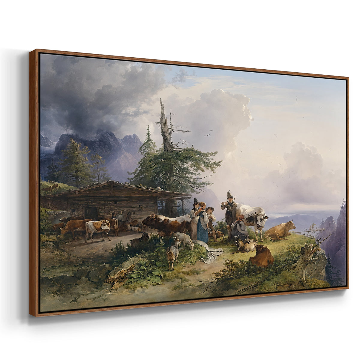 An Alpine Farm on the Untersberg, 1835 - Floater Framed Canvas Print