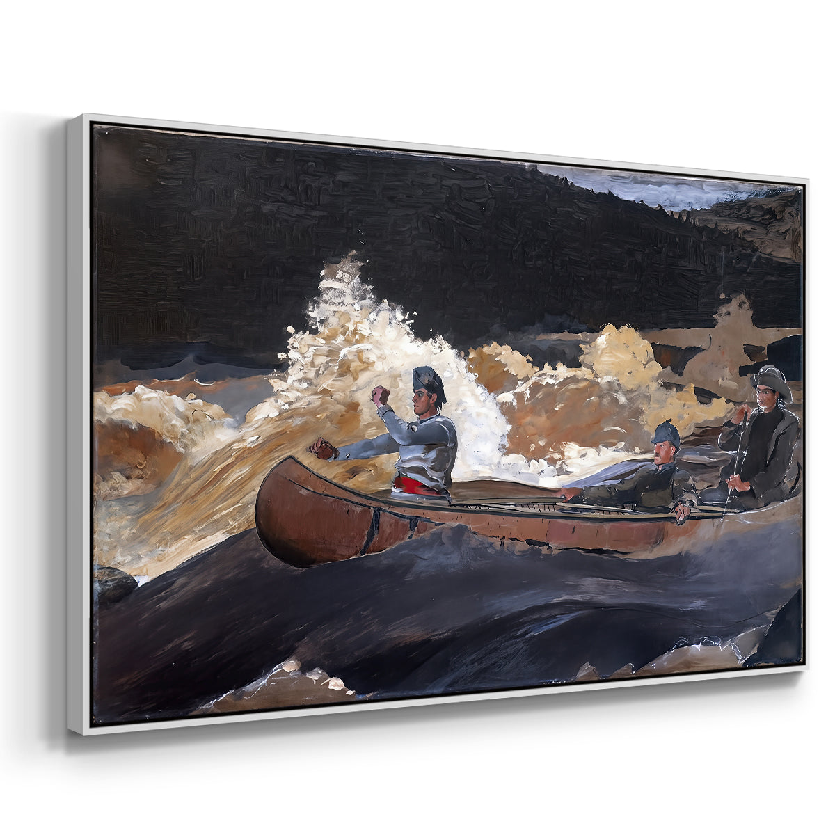 Shooting the Rapids, Saguenay River, 1905-1910 - Floater Framed Canvas Print