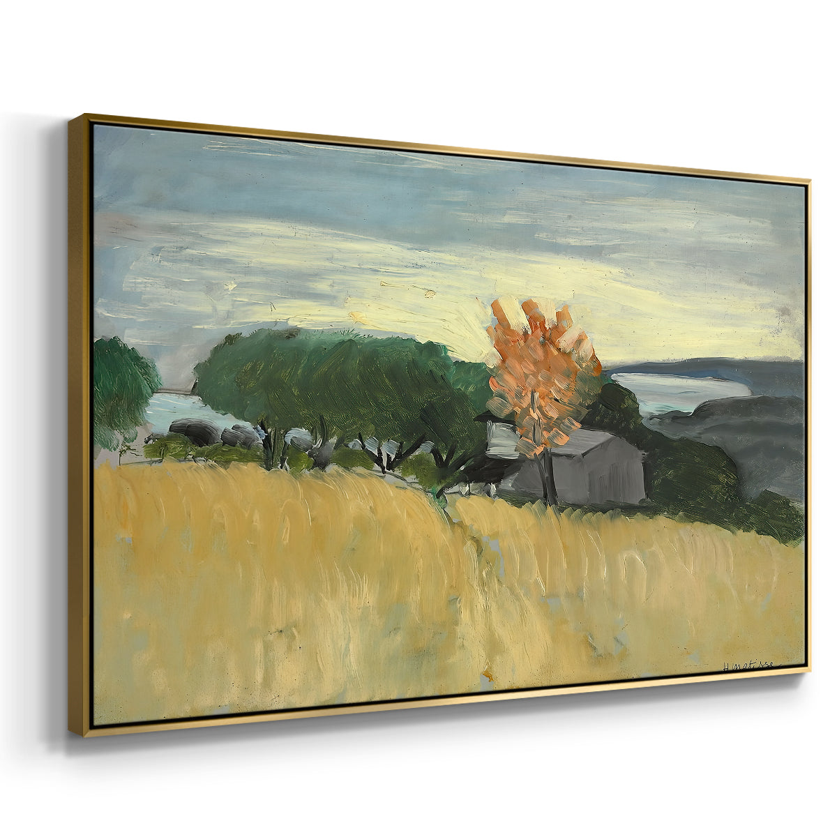 Fields of Wheat in Cagnes, 1918 - Floater Framed Canvas Print
