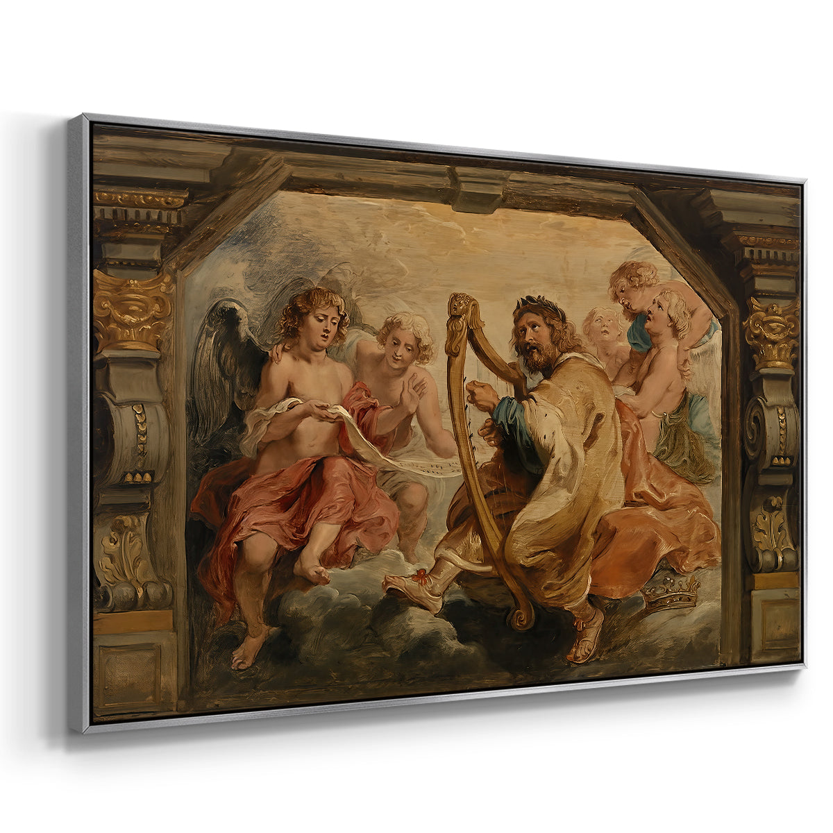 King David Playing the Harp, c. 1627-1628 - Floater Framed Canvas Print