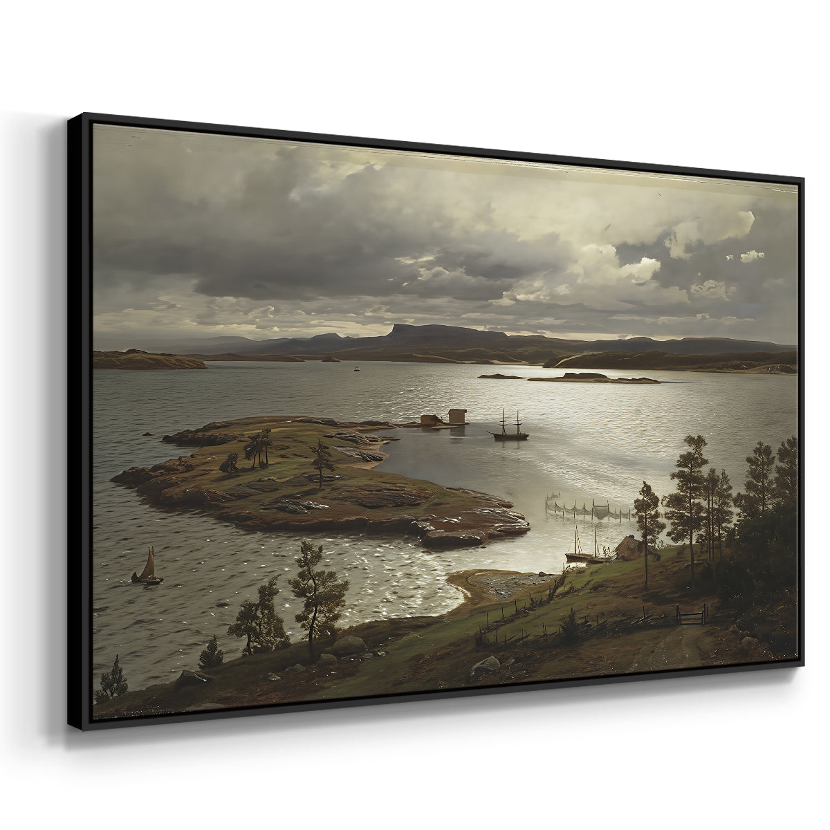 The Fjord at Sandviken (Sandviksfjorden), 1879 - Floater Framed Canvas Print