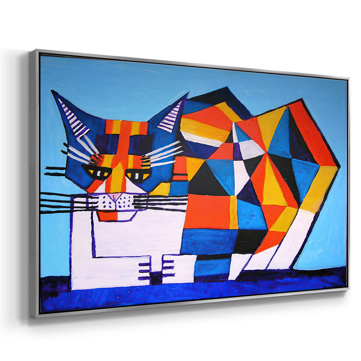 Cassie Thinking about Cubism - Floater Framed Canvas Print