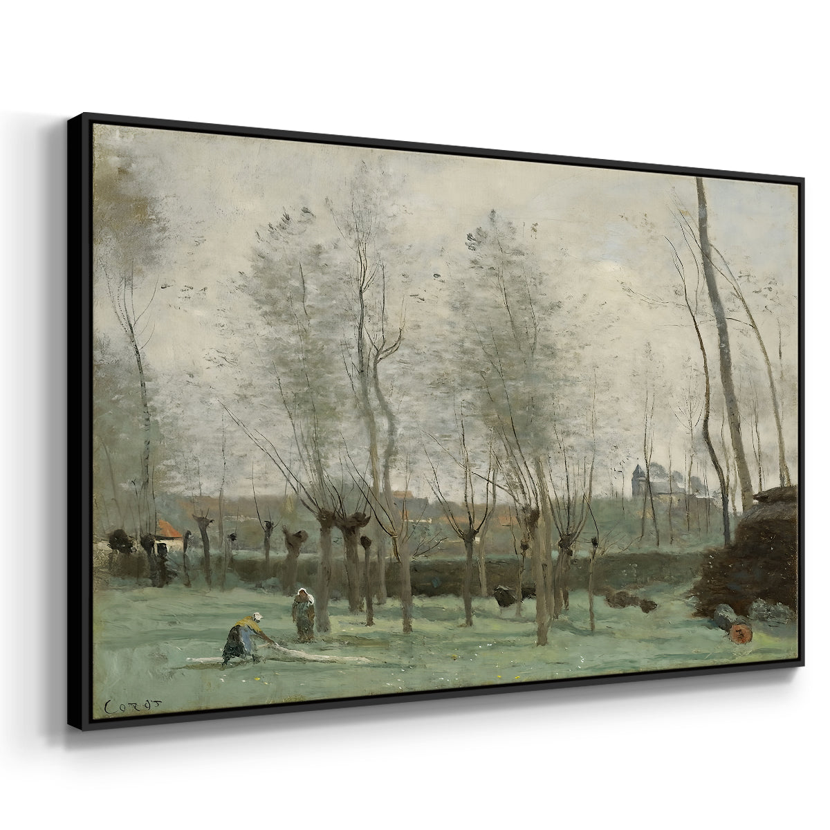 Washerwomen in a Willow Grove, c. 1871 - Floater Framed Canvas Print
