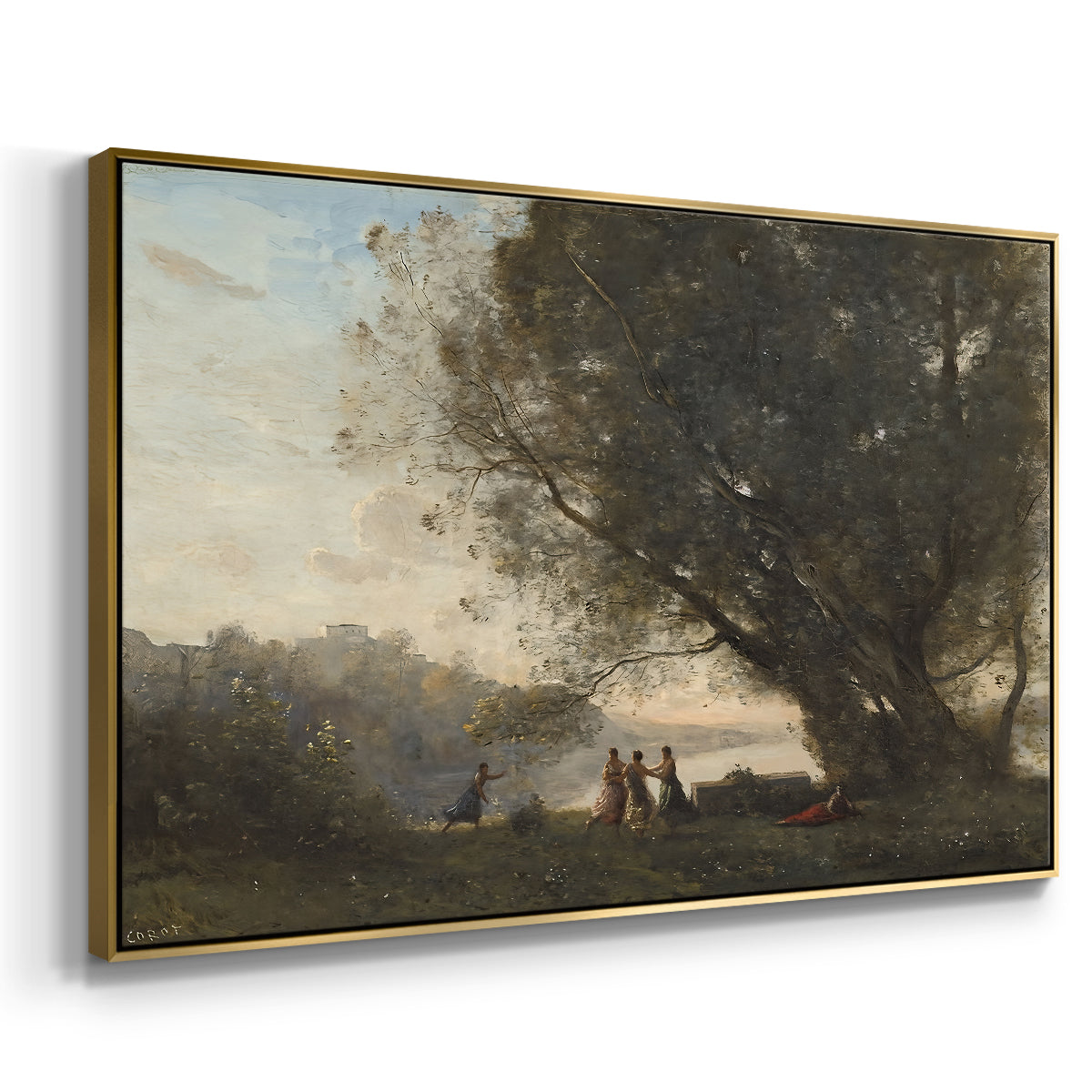 Dance Under the Trees at the Edge of the Lake, c. 1865-1870 - Floater Framed Canvas Print
