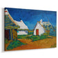Canvas art print featuring an expressive architectural scene with houses and terrain, displayed at an angle