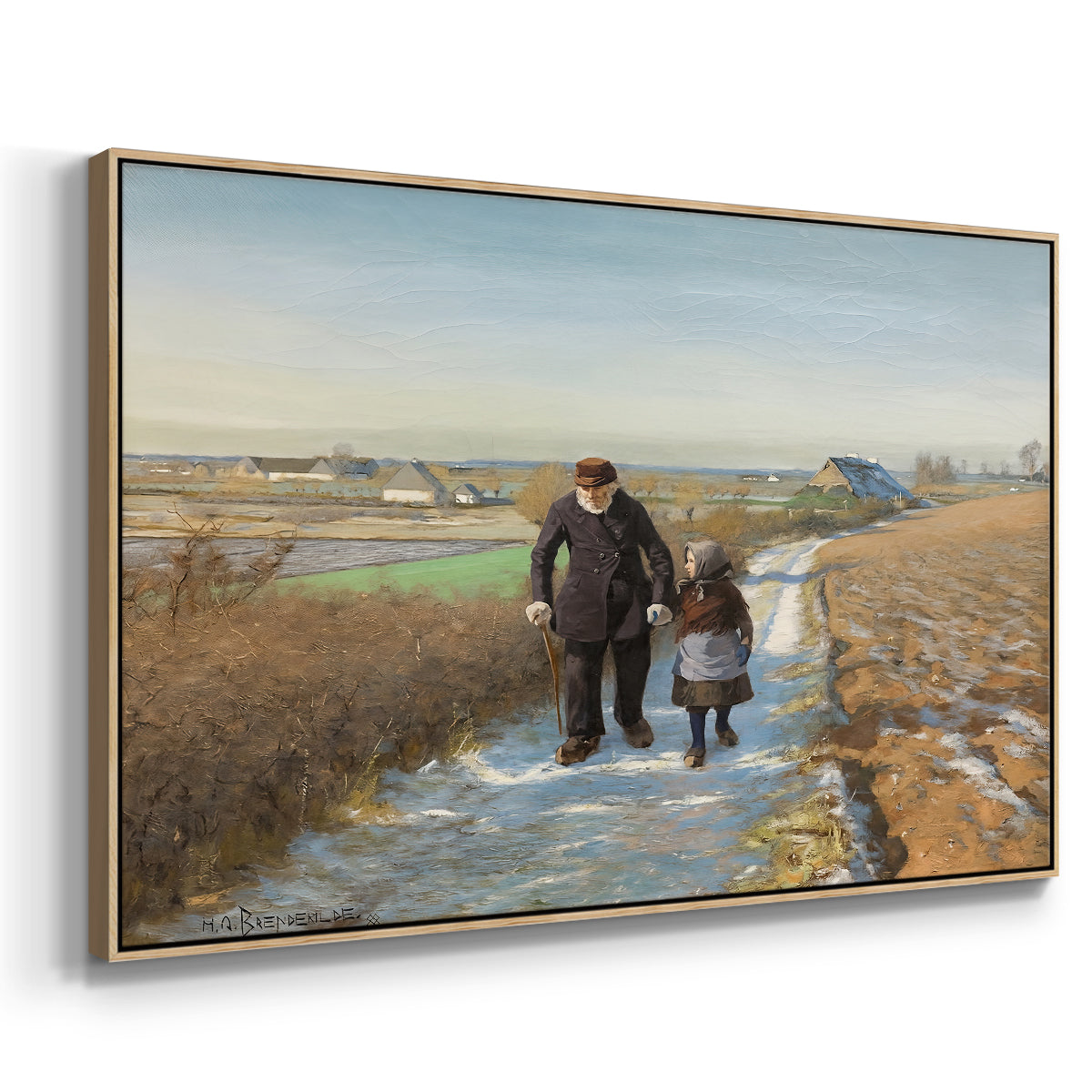 The Old Man and the Child, 1888 - Floater Framed Canvas Print