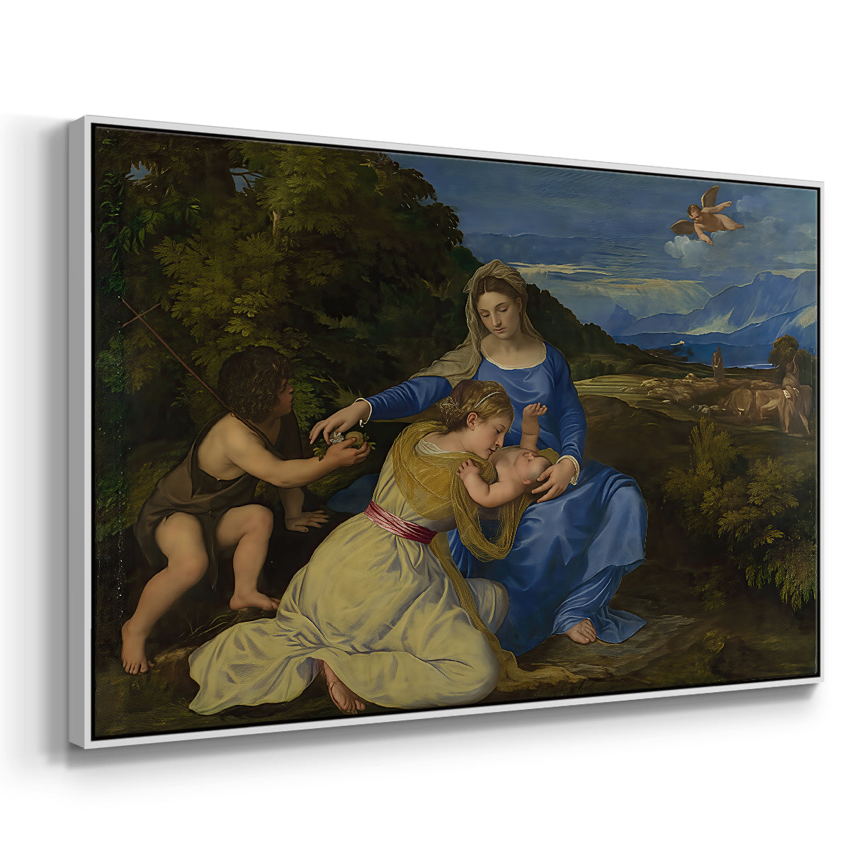 The Aldobrandini Madonna, 1532 - Floater Framed Canvas Print